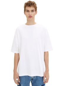 Herren T-Shirt, weiß, Basic, Gr. S, Tom Tailor Denim, unifarben, Jersey, Obermaterial: 100% Baumwolle, Shirts, im Oversize-Fit