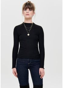 Only Damen Langarmshirt "ONLEMMA L/S HIGH NECK TOP", schwarz, feminin, Gr. S, unifarben, Jersey, Obermaterial: 65% Polyester, 30% Viskose, 5%