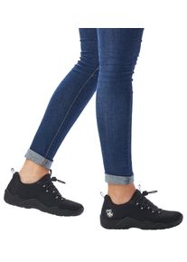 Rieker Damen Slip-On Sneaker, Gr. 36, schwarz, Textil, Synthetik, sportlich, Schuhe, Outdoor Schuh, Schlupfschuh, Slipper mit praktischem