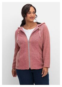 sheego Damen Fleecejacke "Große Größen", rosa, casual, Gr. 44, unifarben, Obermaterial: 100% Polyester;Futter: 100% Polyester, Jacken, mit Kapuze und