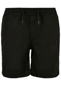 Urban Classics Jungen Stoffhose "Urban Classics Herren Boys Strech Twill Joggshorts", schwarz, Gr. 122, unifarben, 98% Baumwolle, 2% Elasthan, Hosen