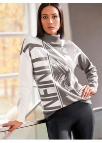 Heine Damen Jacquardpullover "Rollkragenpullover", grau, Gr. 34, gemustert, mehrfarbig, 80% Viskose, 20% Polyamid, Pullover