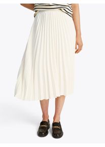 Tommy Hilfiger Damen Plisseerock "FLUID PLEATED PULL ON MIDI SKIRT", weiß, casual, Gr. 40, unifarben, Web, Obermaterial: 100% Polyester, Röcke, mit