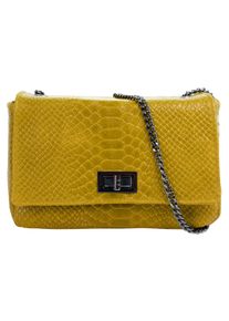 CLUTY Damen Umhängetasche, gelb, Leder, Taschen, echt Leder, Made in Italy