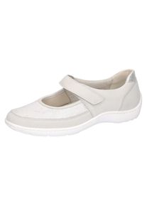 Waldläufer WALDLÄUFER Damen Riemchenballerina "HENNI", Gr. 4,5, silber, Nubukleder, Nappaleder, Textil, klassisch, Schuhe, Halbschuh, Komfortschuh, Klettschuh