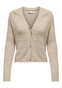 Only Damen Strickjacke "ONLKATIA LS CABLE V-NECK CARDIGAN CC KNT", braun, modisch, Gr. S, meliert, Strick, Obermaterial: 50% Viskose, 27% Nylon, 23%