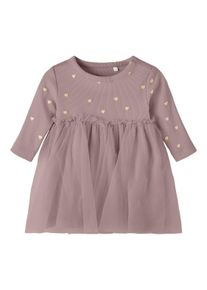 name it Mädchen Tüllkleid "NBFNADJA LS DRESS", rosa, modisch, Gr. 62, bedruckt, Jersey, Tüll, Obermaterial: 65% Baumwolle, 33% Polyester, 2%