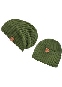 Chillouts Damen Beanie "Justin Hat", grün, casual,klassisch,modisch,sportlich, unifarben, Strick, Rippstrick, Kunstfaser, Mützen, mit Chillouts-Logo