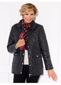 Classic Basics Damen Steppjacke, schwarz, Gr. 48, gemustert, Hahnentrittmuster, unifarben, 100% Polyester, Wattierung:100% Polyester, Jacken
