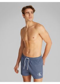 Herren Badeshorts "SHORT DRAWSTRING", grau, casual, Gr. L, Calvin Klein Swimwear, unifarben, Polyester, Badehosen, mit Logo