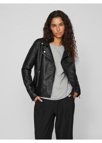 Vila Damen Lederimitatjacke "VICARA COATED JACKET - NOOS", schwarz, modisch, Gr. XXL, unifarben, Web, Obermaterial: 100% Viskose, Jacken, mit Biker