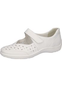 Waldläufer WALDLÄUFER Damen Riemchenballerina "HENNI", Gr. 7, weiß, Nappaleder, unifarben, sportlich, Schuhe, Komfortschuh, Halbschuh in Komfortweite H (= sehr