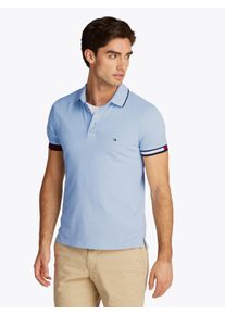 Tommy Hilfiger Herren Poloshirt "FLAG CUFF SLIM FIT POLO", blau, casual, Gr. XL, Piquu00e9, Obermaterial: 96% Baumwolle, 4% Elasthan, Shirts