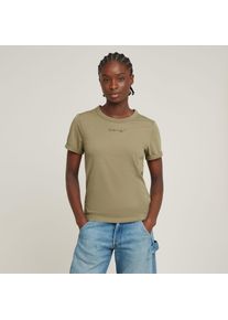 G-Star Raw G-STAR Damen T-Shirt "Embro g-script Logo", grün, casual, Gr. XXL, unifarben, Single Jersey, Obermaterial: 100% Baumwolle, Shirts