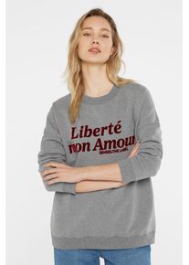 Damen Sweater, grau, casual, Gr. XL, SENSES.THE LABEL, bedruckt, Material: 57% Baumwolle, 40% Polyester, 3% Elasthan, Sweatshirts, mit Baumwolle