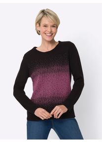 Classic Basics Damen Rundhalspullover "Rundhals-Pullover", schwarz, Gr. 54, bedruckt, gemustert, mehrfarbig, 100% Polyacryl, Pullover
