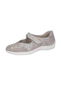 Waldläufer WALDLÄUFER Damen Riemchenballerina "HENNI", Gr. 7, grau, Veloursleder, metallic, sportlich, Schuhe, Keilabsatz, Halbschuh, Komfortschuh mit