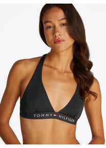 Damen Triangel-Bikini-Top "HALTER RP", schwarz, casual, Gr. S, Tommy Hilfiger Swimwear, unifarben, Polyamid, Bikini-Oberteile, mit Logoschriftzug,