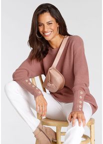 Laura Scott Damen Strickpullover, rosa, casual, Gr. 38, meliert, unifarben, Grobstrick, Obermaterial: 60% Polyacryl, 40% Baumwolle, Pullover, mit