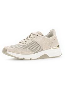 Damen Keilsneaker, Gabor Rollingsoft, Gr. 37, beige, Textil, Veloursleder, unifarben, sportlich, Schuhe, Freizeitschuh, Halbschuh, Schnürschuh,