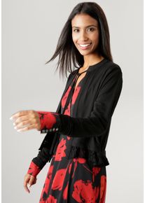 Damen Bolero, schwarz, festlich, Gr. 36, Aniston SELECTED, unifarben, Single Jersey, Obermaterial: 95% Viskose, 5% Elasthan, Strickjacken, mit