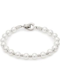 Leonardo Damen Charm-Armband "Signora Darlin's, 015860", Edelstahl-Perlen, weiß, Edelstahl, Perlen, Armbänder, mit Muschelkernperle