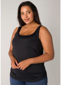 Damen Tanktop, schwarz, casual, Gr. 44, Base Level Curvy, Obermaterial: 87% Polyamid, 13% Elasthan, Tops