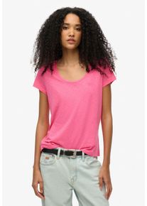 Superdry Damen Kurzarmshirt "SCOOP NECK TEE", pink, casual, Gr. XXL, unifarben, Single Jersey, Obermaterial: 60% Baumwolle, 40% Modal, Shirts