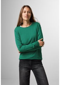 Cecil Damen Strickpullover, grün, casual, Gr. XXL, unifarben, Web, Stoff, 60% Baumwolle, 40% Viskose, Pullover, mit Rundhalsausschnitt