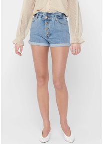Only Damen Jeansshorts "ONLCUBA LIFE PAPERBAG", blau, modisch, Gr. XL, Abriebeffekte, Denim/Jeans, Obermaterial: 100% Baumwolle, Jeans