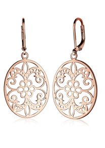 Elli Damen Paar Ohrhänger "Ornament Blume Orientalisch Oval 925 Silber", OneSize, ohne Stein, Silber 925 (Sterlingsilber), rosa, Silber 925
