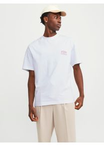 Jack & Jones JACK & JONES Herren Oversize-Shirt "JORSANTORINI BACK TEE SS CREW NECK SN", weiß, Basic, Gr. XXL, Jersey, Obermaterial: 100% Baumwolle, Shirts