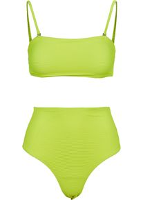 Urban Classics Damen Triangel-Bikini "Urban Classics Damen Ladies High Waist Bandeau Bikini", grün, Gr. XS, 88% Polyester, 12% Elasthan, Bikini-Sets