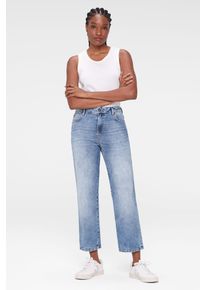 Damen Regular-fit-Jeans, blau, casual, Gr. 28, SENSES.THE LABEL, Abriebeffekte, Material: 98% Baumwolle, 2% Elasthan, Jeans, mit verkürztem Bein