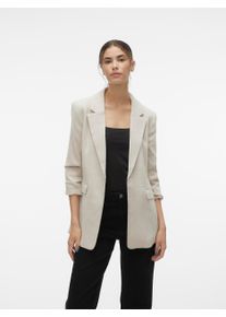 Véro Moda VERO MODA Damen Longblazer "VMFRIDA LS REGULAR BLAZER NOOS", beige, modisch, Gr. 34, meliert, Obermaterial: 63% Polyester, 36% Viskose, 1% Elasthan,
