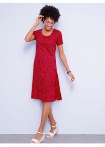 Classic Basics Damen Jerseykleid "Jersey-Kleid", rot, Gr. 50, gemustert, mehrfarbig, bedruckt, Jersey, Single Jersey, 100% Baumwolle, Kleider