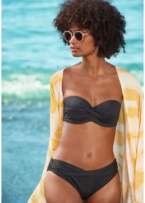 s.Oliver Damen Bandeau-Bikini-Top "Spain", schwarz, Gr. 42, unifarben, Microfaser, Microfaser, Bikini-Oberteile, in unifarben mit Wickeloptik
