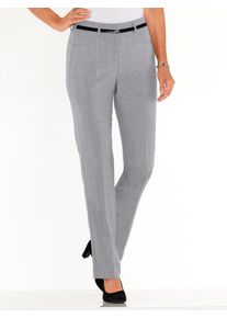 Classic Basics Damen Bügelfaltenhose, grau, Gr. 40, meliert, unifarben, 100% Polyester, Lederimitat:100% Polyester, Hosen