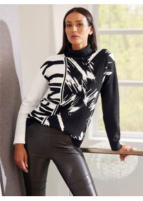 Heine Damen Jacquardpullover "Rollkragenpullover", beige, Gr. 36, gemustert, mehrfarbig, 80% Viskose, 20% Polyamid, Pullover