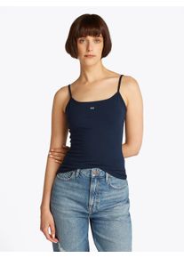Tommy Jeans Damen Spaghettitop "TJW ESSENTIAL STRAP TOP EXT", blau, Basic, Gr. XL, unifarben, Jersey, Obermaterial: 95% Baumwolle, 5% Elasthan, Tops,