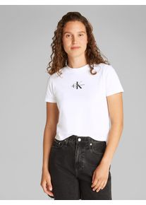 Damen T-Shirt "MONOLOGO BABY TEE", weiß, casual, Gr. M, Calvin Klein Jeans, unifarben, Jersey, Obermaterial: 100% Baumwolle, Shirts, mit Logo