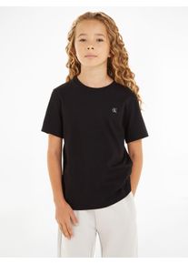 Jungen T-Shirt "MONOGRAM MINI BADGE T-SHIRT", schwarz, casual, Gr. 6, Calvin Klein Jeans, unifarben, Single Jersey, Obermaterial: 100% Baumwolle,