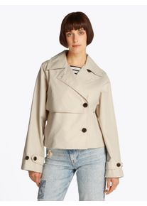 Tommy Jeans Damen Kurzjacke "TJW SHORT TRENCH JACKET", beige, casual, Gr. XL, unifarben, Web, Obermaterial: 70% Baumwolle, 30% Polyamid, Jacken, mit