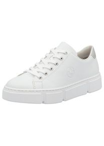 Rieker Damen Plateausneaker, Gr. 40, weiß, Lederimitat, sportlich, Schuhe, in monochromer Optik, Freizeitschuh, Halbschuh, Schnürschuh