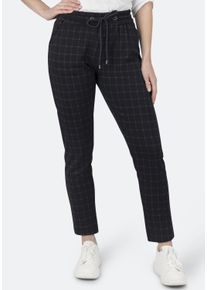 STOOKER WOMEN Damen Jogg Pants "Berlin Karo Easy Fit", blau, casual, Gr. 40, Twill, 73% Polyester, 25% Baumwolle, 2% Elasthan, Jeans, Tapered Fit