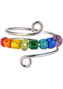 Firetti Damen Fingerring "Schmuck Geschenk Damenring Chakra", 4,00 g, Edelstahl, 5mm, bunt, Edelstahl, Fingerringe, Made in Germany - mit Glasstein