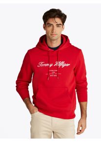Tommy Hilfiger Herren Hoodie "SCRIPT LOGO HOODY", rot, casual, Gr. M, Sweatware, Obermaterial: 63% Baumwolle, 37% Polyester, Sweatshirts, mit