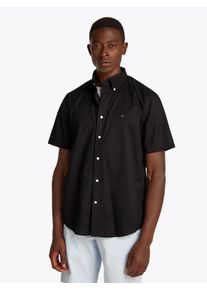 Tommy Hilfiger Herren Kurzarmhemd "FLEX POPLIN SOLID S/S SHIRT", schwarz, casual, Gr. M, Web, Obermaterial: 100% Baumwolle, Hemden