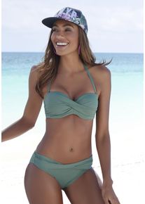 s.Oliver Damen Bandeau-Bikini-Top "Spain", grün, Gr. 38, unifarben, Microfaser, Microfaser, Bikini-Oberteile, in unifarben mit Wickeloptik