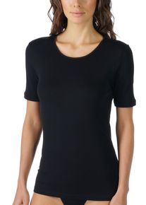 Mey Damen T-Shirt "NOBLESSE", Gr. 42, schwarz, Feinripp, Obermaterial: 100% Baumwolle, casual, Shirts, ohne auftragende Seitennähte